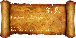 Hacker János névjegykártya
